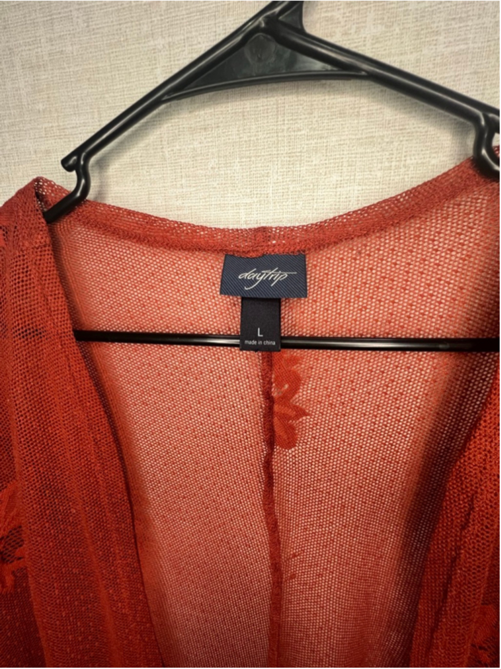 Daytrip Burnt Orange Boho Lace Duster Kimono Cardigan - Picture 4 of 8